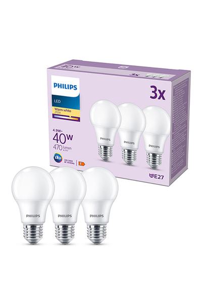 3x Philips A60 E27 LED Lamp 40W (Pear)