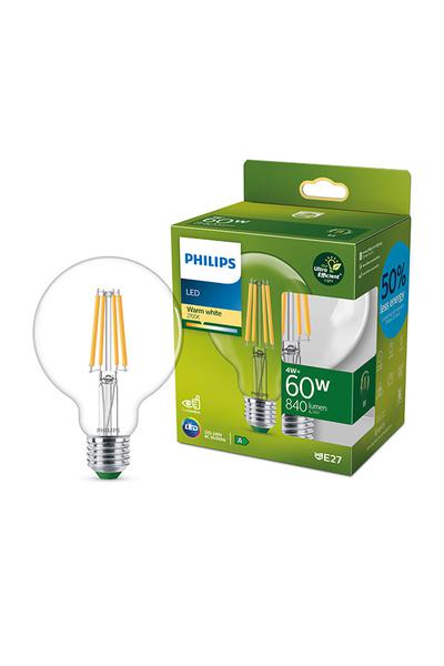 Philips G95 | Ultra Efficient | Filament E27 Lampe LED 60W (Kula, Przejrzysty, Możliwość przyciemniania)