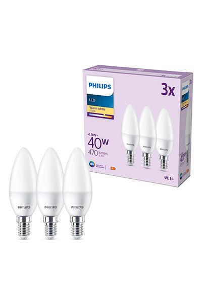 3x Philips B35 Becuri LED E27 40W (Lumânare)