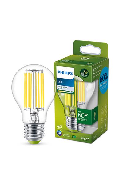 Philips A60 | Ultra Efficient | Filamen Becuri LED E27 60W (Pară, Transparent)