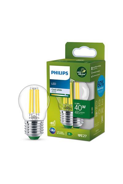Philips P45 | Ultra Efficient | Filament E27 LED lampy 40W (Luster, Priehľadné)