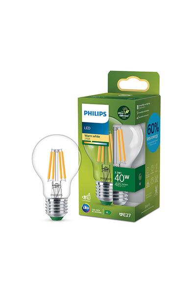 Philips A60 | Ultra Efficient | Filament E27 Lampe LED 40W (Żarówka w kształcie gruszki , Przejrzysty)