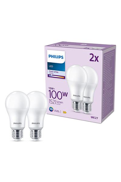 2x Philips A60 E27 LED-lyspærer 100W (Pære)