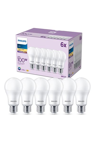 6x Philips A60 E27 LED 100W (Pera)