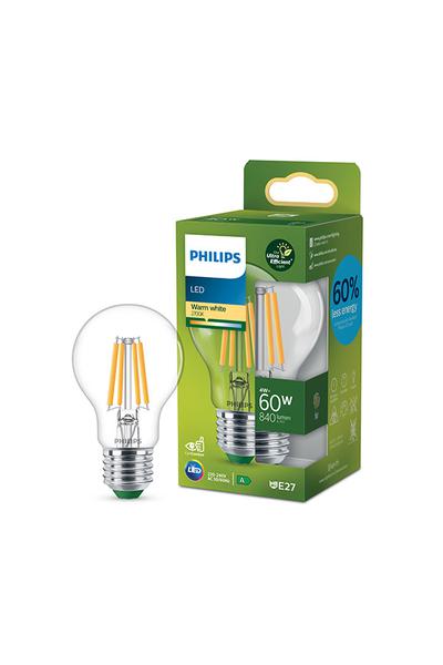 Philips A60 | Ultra Efficient | Filament Becuri LED E27 60W (Pară, Transparent)