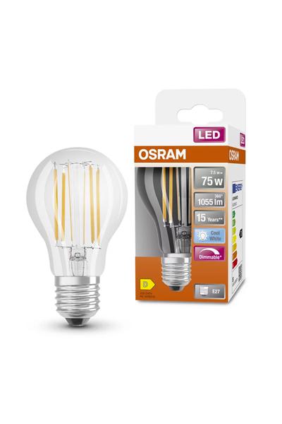 Osram A60 | Filament E27 LED luči 75W (Hruška, Prozorno, Zatemljivost)