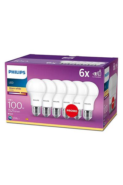6x Philips A60 Becuri LED E27 100W (Pară)