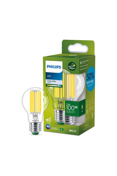 Philips A60 | Ultra Efficient | Filament E27 Λάμπες LED 100W (Αχλάδι, Διαφανές)