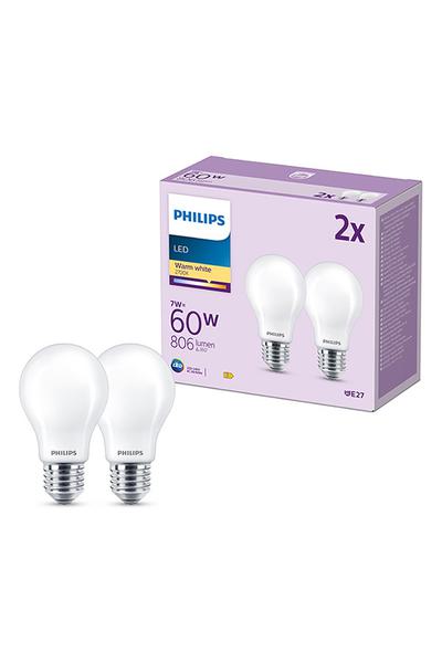 2x Philips A60 E27 LED lampen 60W (Birne)