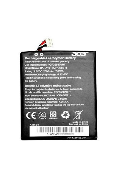 Acer BO-ACER-KT.0010S.010 bateria (2000 mAh 3.8 V, Original)