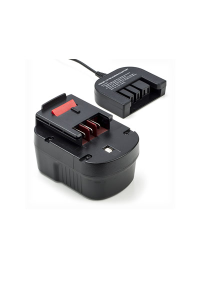 1x Black & Decker A12 / A1712 / HPB12 battery + charger (12 V, 1.5 Ah)