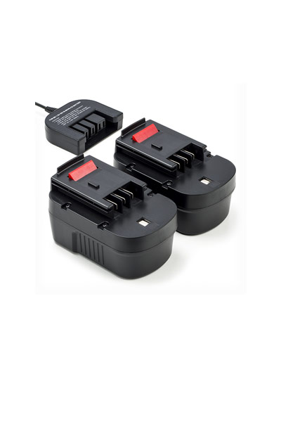 2x Black & Decker HPB14 / A1714 / A14 batteries + charger (14.4 V, 2 Ah)