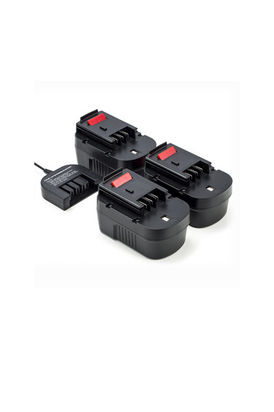 3x Black & Decker HPB14 / A1714 / A14 batteries + charger (14.4 V, 2 Ah)