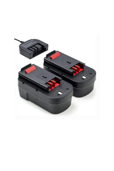 2x Black & Decker A1718 / A18 / HPB18 + charger (18 V, 3 Ah)