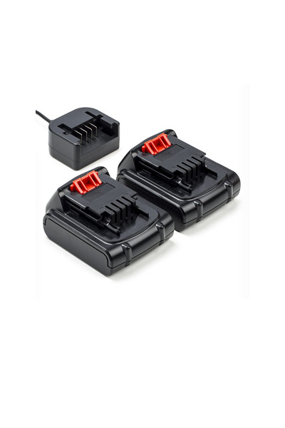 2x Black & Decker BL1114 / BL1314 / BL1514 + adaptador para corriente alternada (CA) (14.4 V, 1.5 Ah)