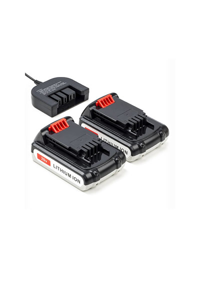 2x Black+Decker BL1518-XJ / BL1518 batteries + charger (20 V, 1.5 Ah)
