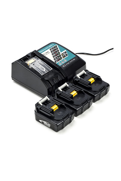 3x Makita BL1415N / 14.4V LXT baterías + adaptador para corriente alternada (CA) (14.4 V, 1.5 Ah)