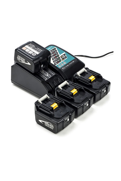 4x Makita BL1430B / 14.4V LXT baterías + adaptador para corriente alternada (CA) (14.4 V, 3 Ah)