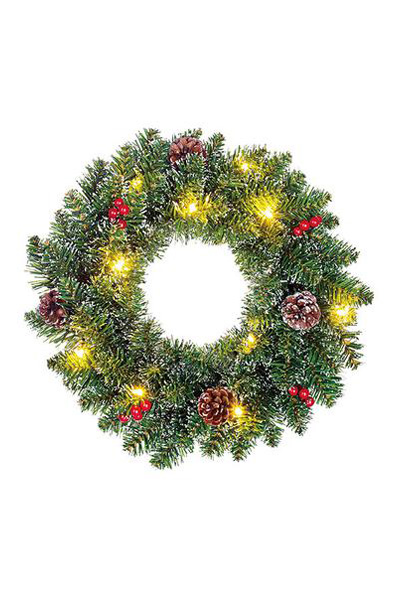 Χριστουγεννιάτικο στεφάνι Ø 35 cm | Creston | 10 φώτα σε μπαταρίες (Black Box Trees)