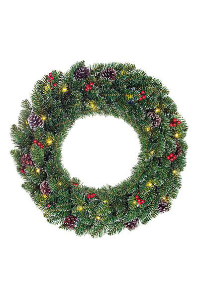 Χριστουγεννιάτικο στεφάνι Ø 60 cm | Creston | 30 φώτα σε μπαταρίες (Black Box Trees)