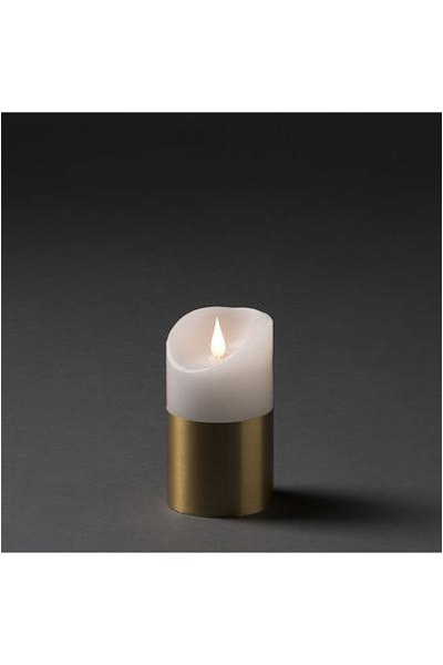  Wax candle with golden band, 13.5 cm, 7.5 cm Ø, on battery (Konstsmide)