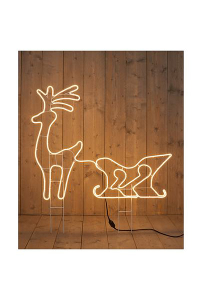  Neonverlichting hert met slee 92 x 115 cm | warm wit | voor buiten 