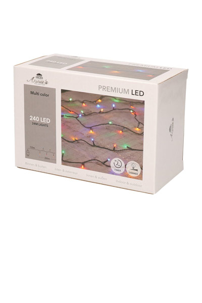  Farbige LED-Weihnachtslichter mit Dimmer und Zeitschaltuhr (240 LEDs, Innen/Außen)