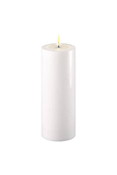 LED -Kerze 7,5 x 20 cm | Weiß | 3D Flamme | Deluxe HomeArt