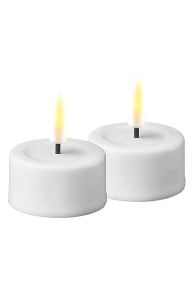 LED Tea Light 4.1 x 4.5 cm | White | 3D Flame | 2 pieces | Deluxe HomeArt