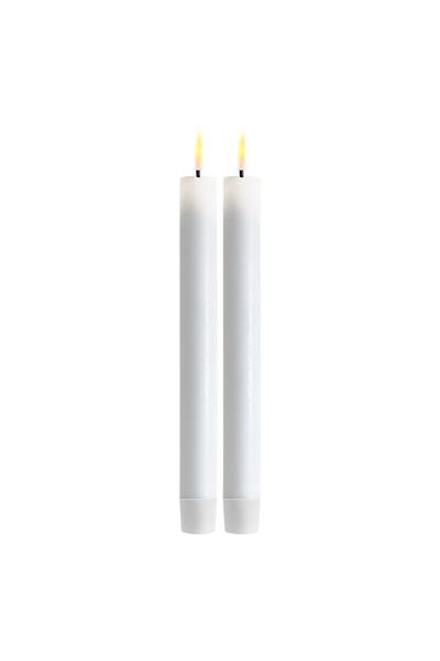 LED -Dinner Kerze 24 cm | Weiß | 3D Flamme | 2 Stücke | Deluxe HomeArt
