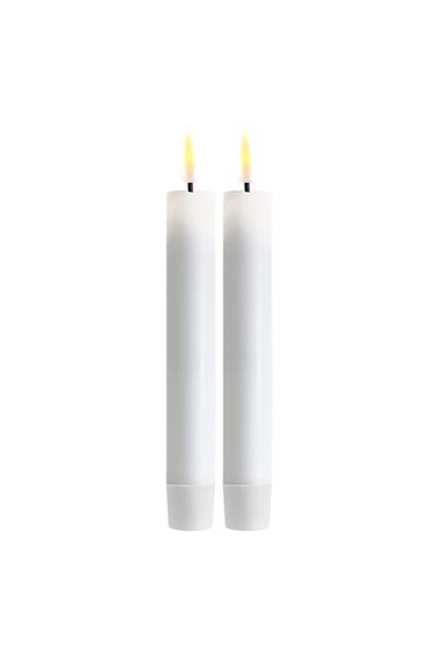 LED dinner candle 15 cm | White | 3D Flame | 2 pieces | Deluxe HomeArt