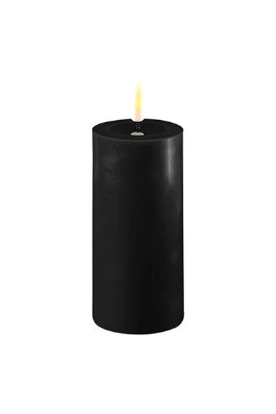LED candle 5 x 10 cm | Black | 3D Flame | Deluxe HomeArt