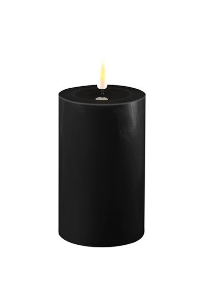 LED svíčka 7,5 x 12,5 cm | Černá | 3D Flame | Deluxe HomeArt