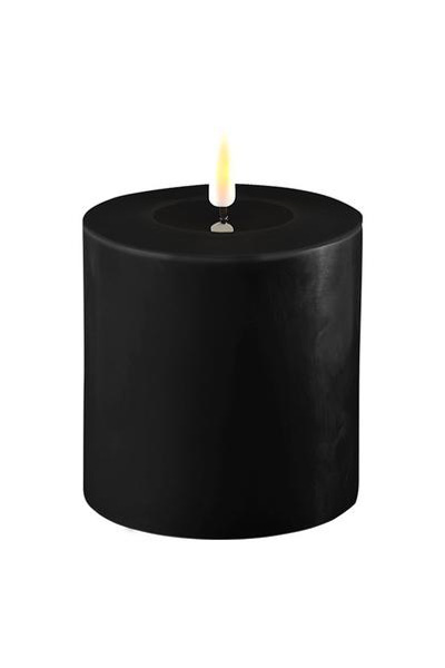 LED candle 10 x 10 cm | Black | 3D Flame | Deluxe HomeArt