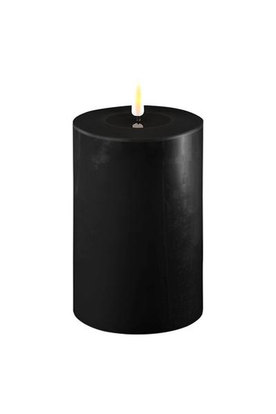 LED candle 10 x 15 cm | Black | 3D Flame | Deluxe HomeArt
