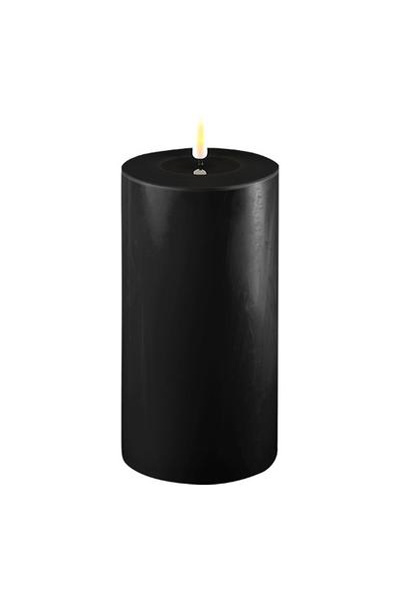 LED candle 10 x 20 cm | Black | 3D Flame | Deluxe HomeArt