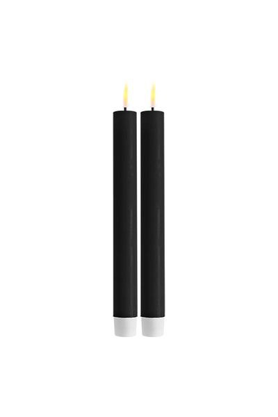 LED -Dinner Kerze 24 cm | Schwarz | 3D Flamme | 2 Stücke | Deluxe HomeArt