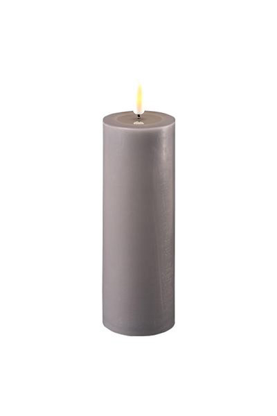LED candle 5 x 15 cm | Gray | 3D Flame | Deluxe HomeArt