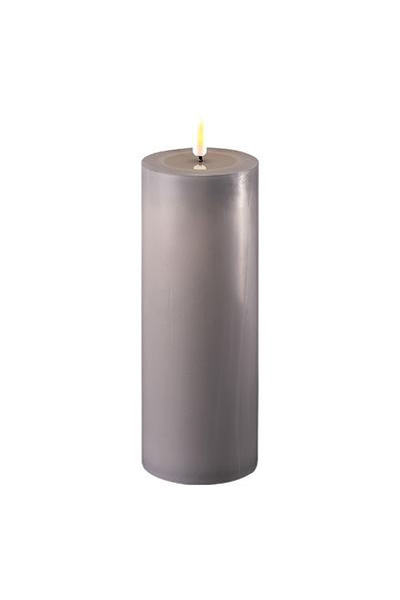 LED candle 7.5 x 20 cm | Gray | 3D Flame | Deluxe HomeArt