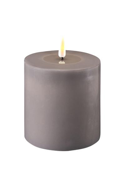 LED candle 10 x 10 cm | Gray | 3D Flame | Deluxe HomeArt