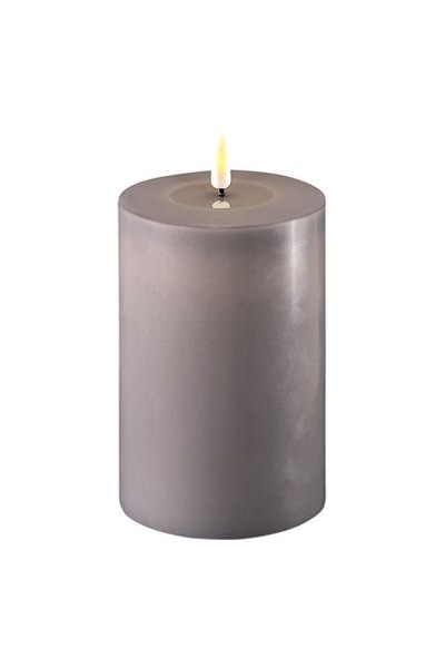 LED candle 10 x 15 cm | Gray | 3D Flame | Deluxe HomeArt