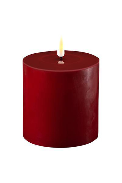 LED candle 10 x 10 cm | Bordeaux | 3D Flame | Deluxe HomeArt
