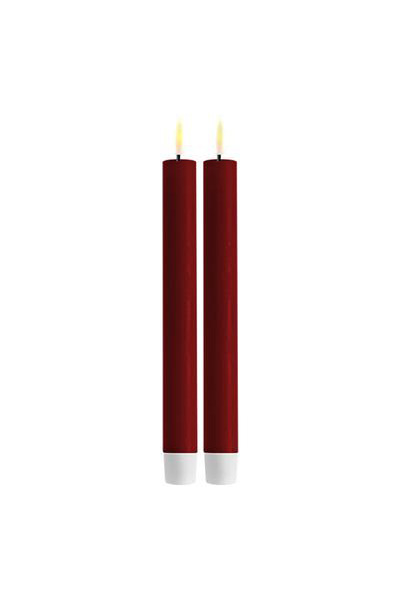 LED -Dinner Kerze 24 cm | Bordeaux | 3D Flamme | 2 Stücke | Deluxe HomeArt