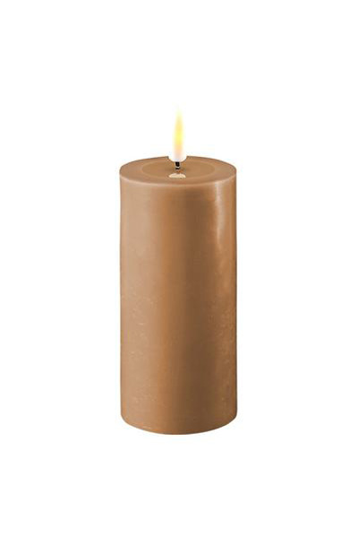 LED candle 5 x 10 cm | Caramel | 3D Flame | Deluxe HomeArt