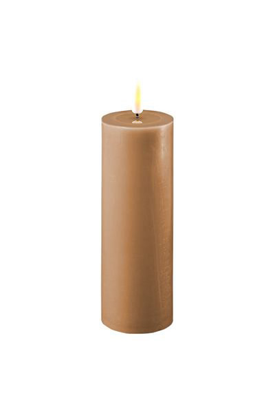 LED candle 5 x 15 cm | Caramel | 3D Flame | Deluxe HomeArt