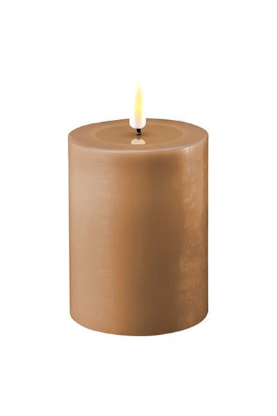 LED candle 7.5 x 10 cm | Caramel | 3D Flame | Deluxe HomeArt