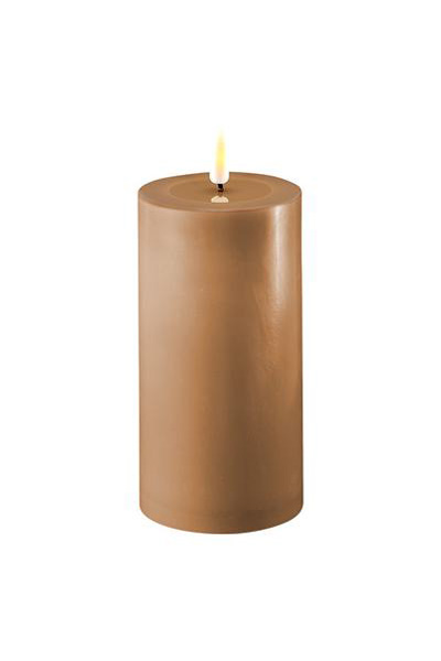 LED candle 7.5 x 15 cm | Caramel | 3D Flame | Deluxe HomeArt