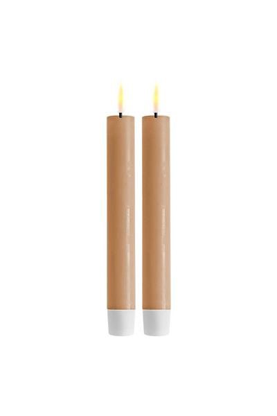 LED dinner candle 15 cm | Caramel | 3D Flame | 2 pieces | Deluxe HomeArt