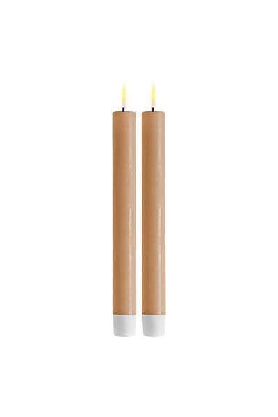 LED Dinner candle 24 cm | Caramel | 3D Flame | 2 pieces | Deluxe HomeArt