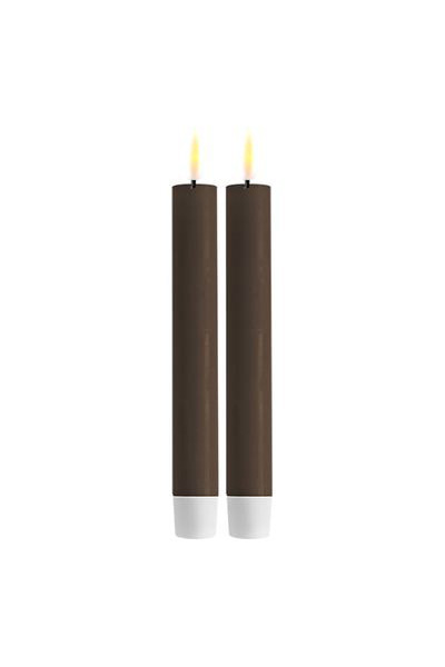 LED -Dinner Kerze 15 cm | Mokka | 3D Flamme | 2 Stücke | Deluxe HomeArt